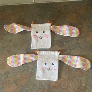 Cute Bunny Ear Drawstring Pouches Set of 2 NWOT